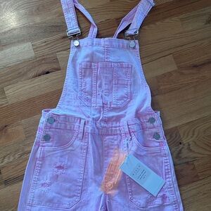 Risen Distressed Wide-Leg Overalls women’s small light pink casual
